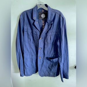 Pretty Green Linen Lightweight Blazer - Large Navy Blue